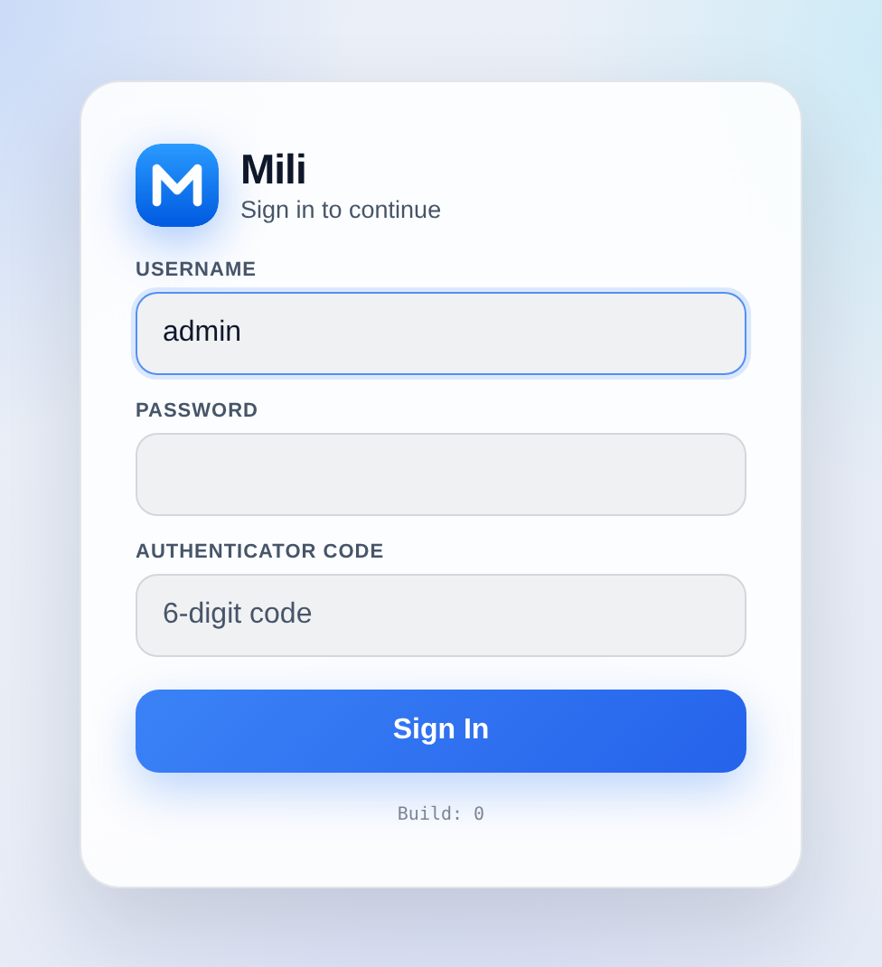 La page de connexion : nom d’utilisateur, mot de passe et code d’authentification.